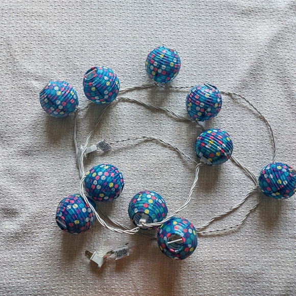 Blue Polkadot Globe Lantern String Lights - Picture 2 of 2